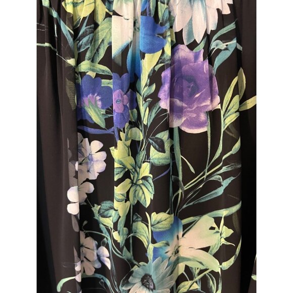 Connected Dress 12 Black Floral Washable Sleeveless Stretch Sheath Career Summer - Picture 9 of 10